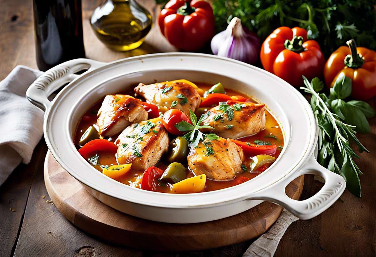 Conseils diététiques : poulet basquaise léger et savoureux à la cocotte