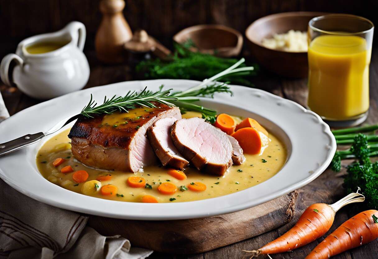 Recette de rôti de porc à la crème et moutarde en cocotte
