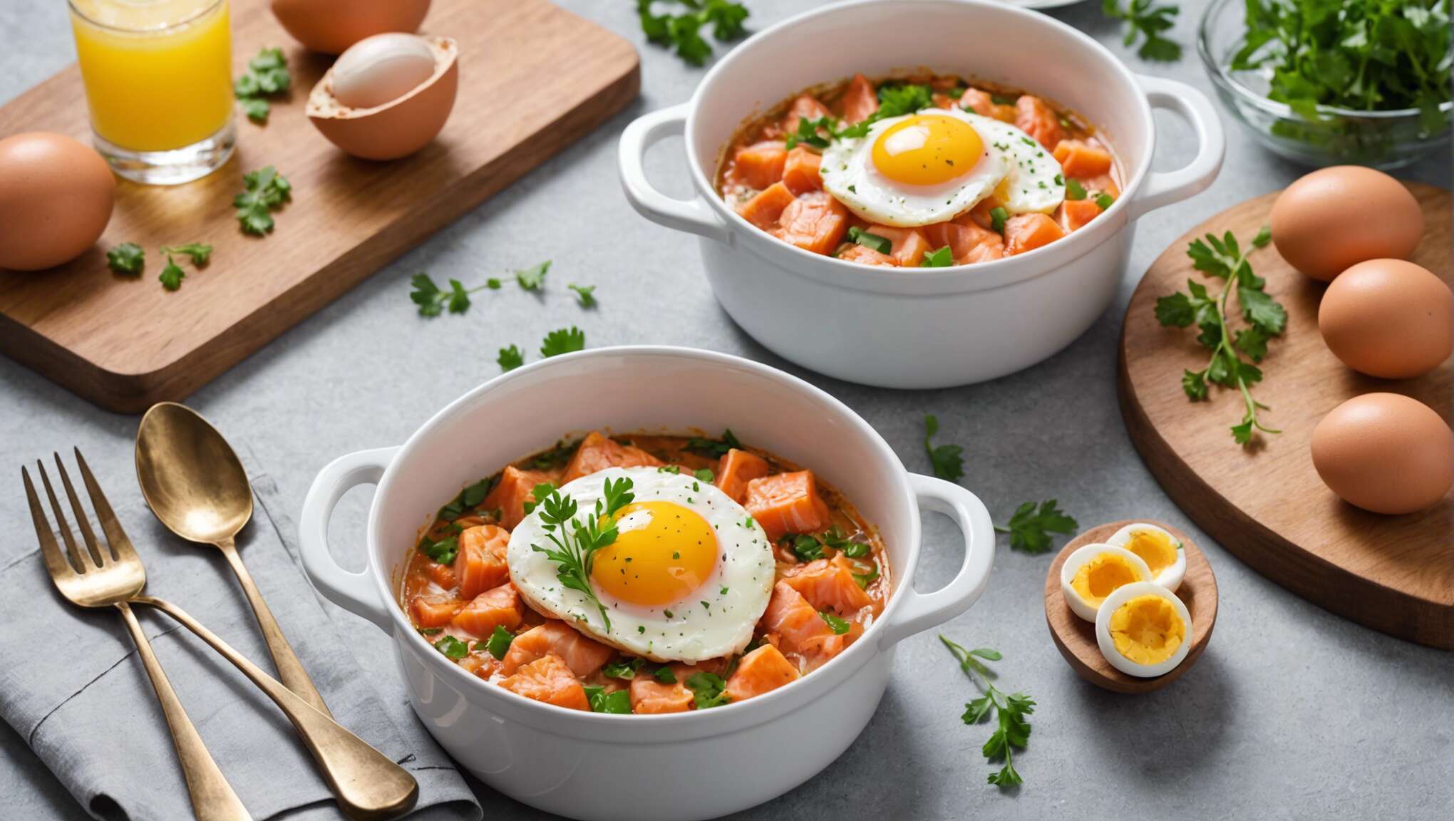 Recette d'œufs cocotte au saumon : simple et délicieuse