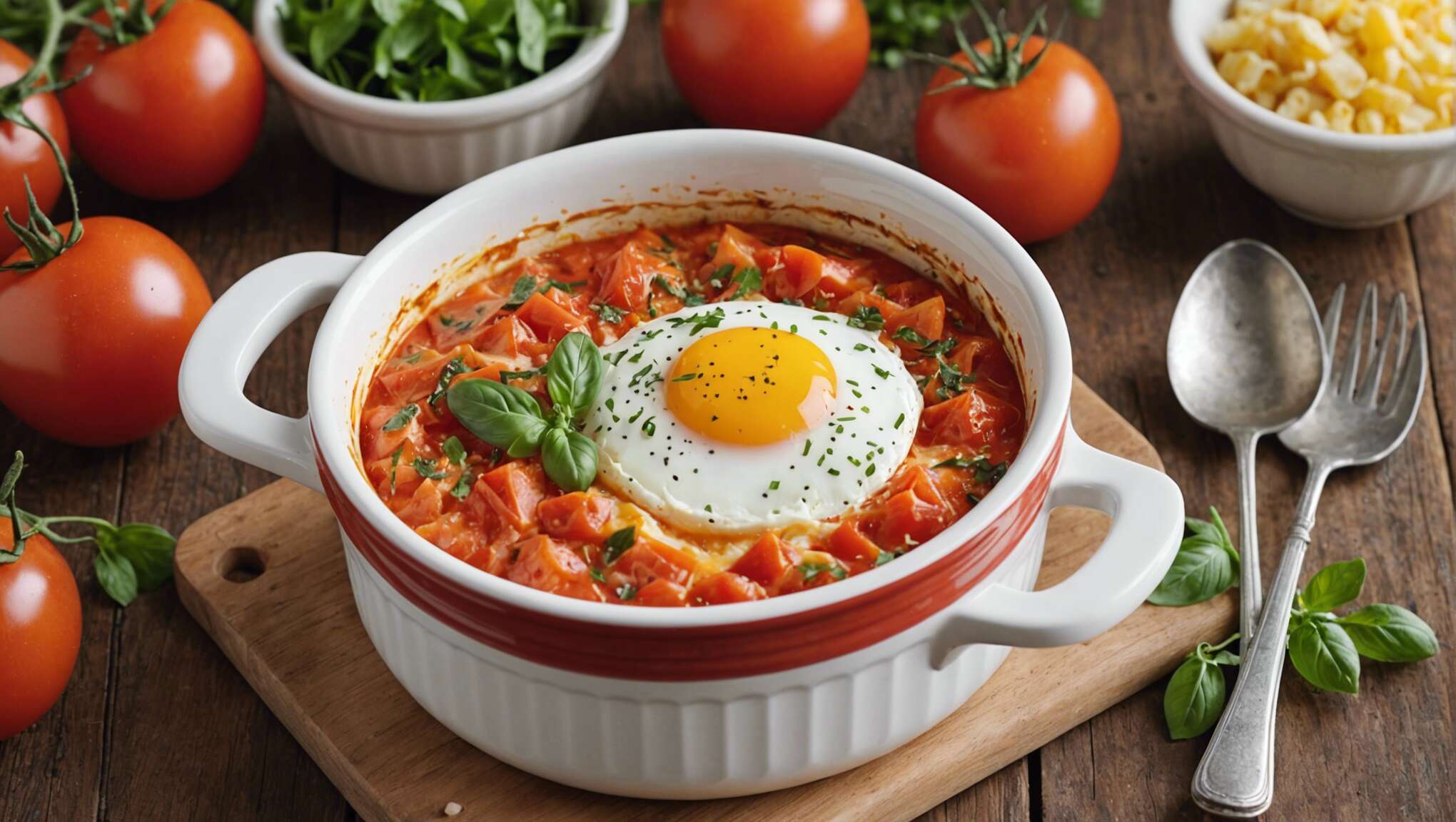 Recette d'œuf cocotte en nid de tomate : idées d'entrées savoureuses
