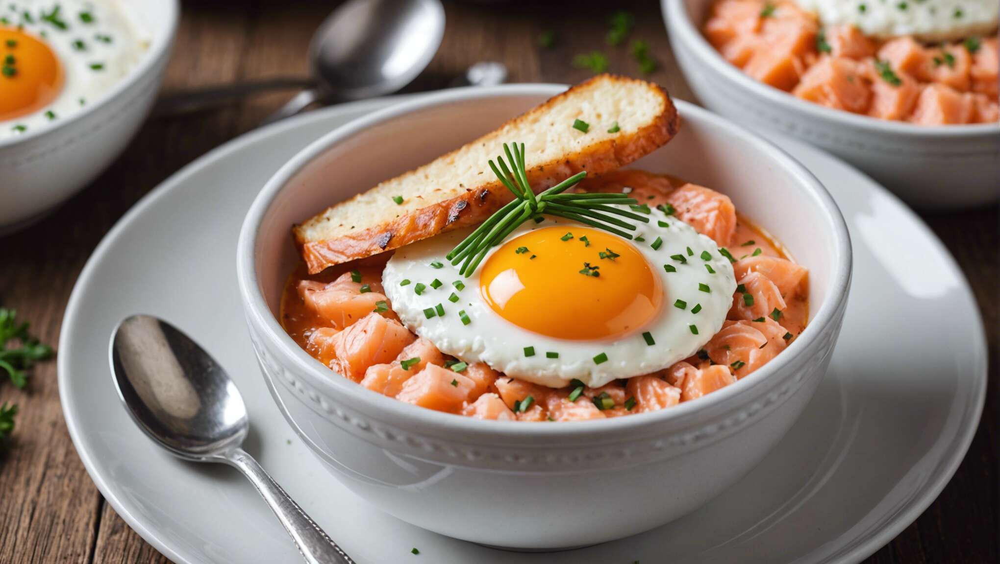 Oeuf cocotte au saumon, crème et ciboulette : recette facile et gourmande