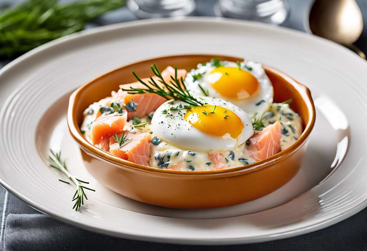 Oeufs cocotte au saumon et gorgonzola : recette facile et savoureuse