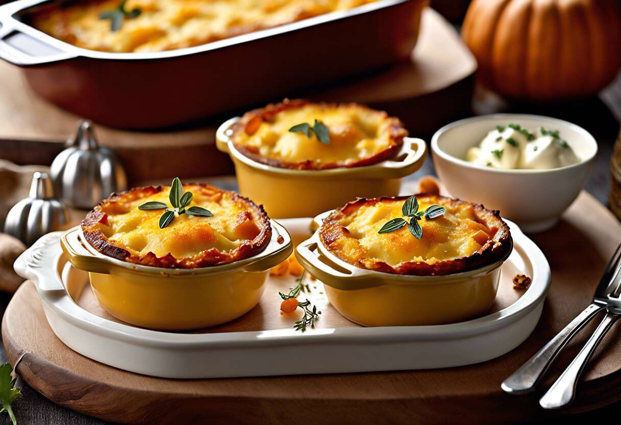 Gratin de potiron et pommes de terre en mini cocotte : recette facile et gourmande