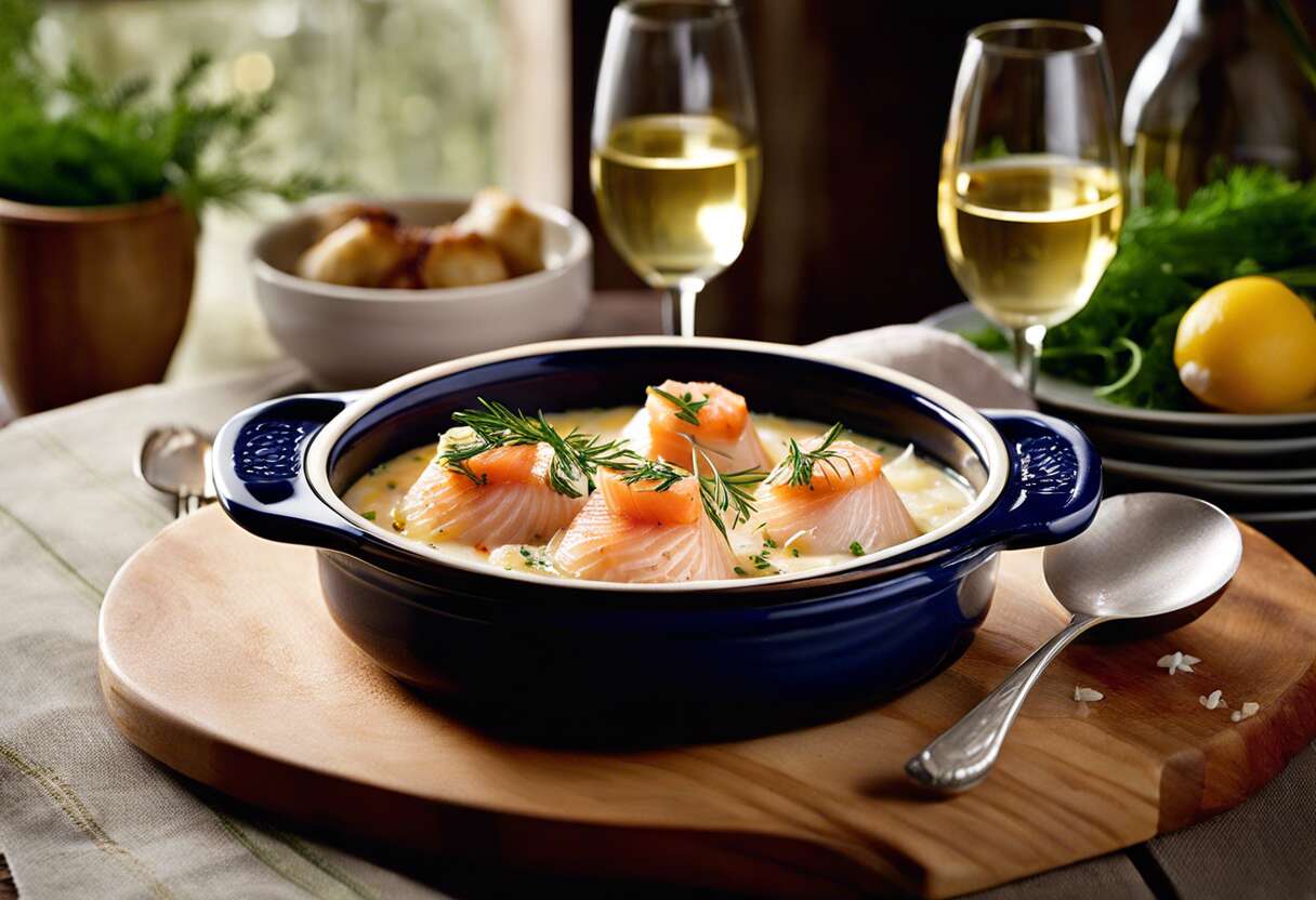 Cocotte de Saint-Jacques et saumon au Reblochon : recette gourmande