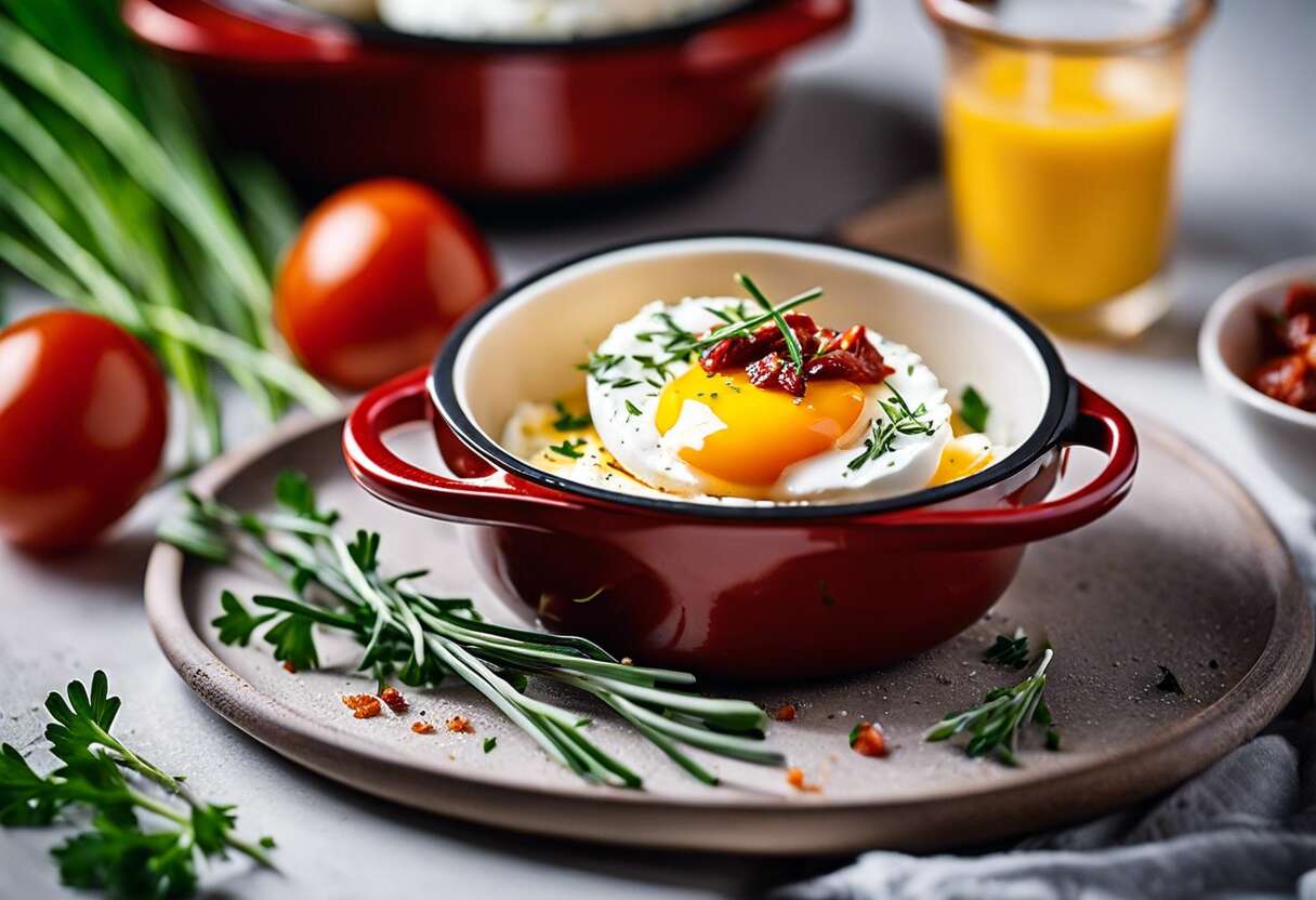 Recette d’œufs cocotte chèvre et tomates séchées à l’Air Fryer