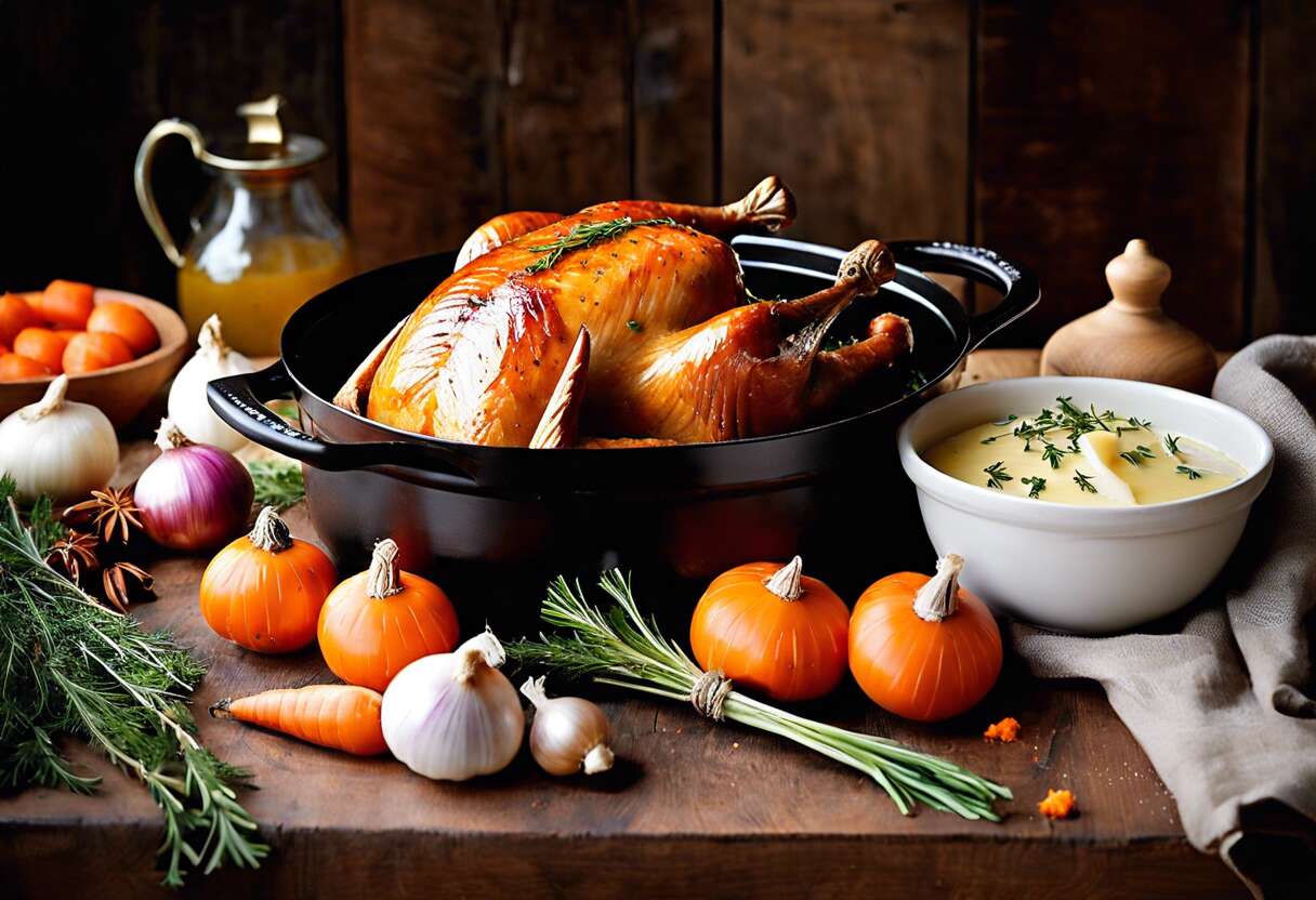 Recette de dinde au porto en cocotte : saveurs festives garanties