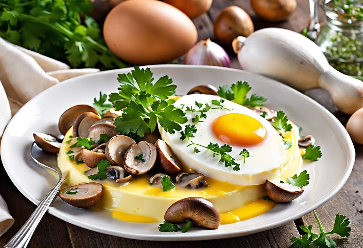 Recette d'œufs cocotte aux champignons et à la brousse - Cuisine gourmande
