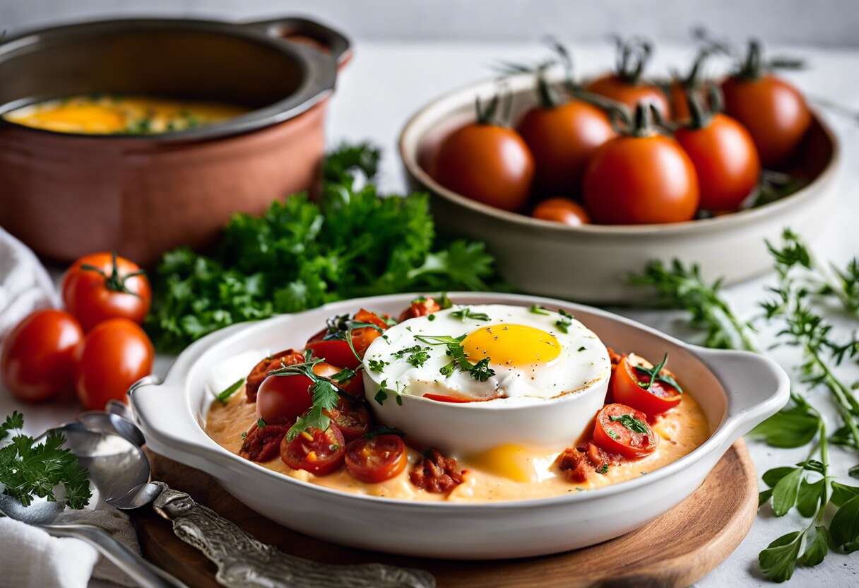 Oeuf cocotte au chorizo et espuma de tomates : recette facile fid-1488021