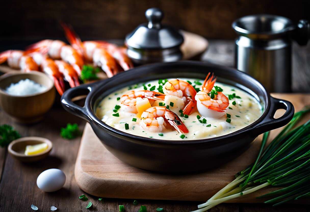 Recette d'œufs cocotte aux crevettes grises : entrée facile et savoureuse