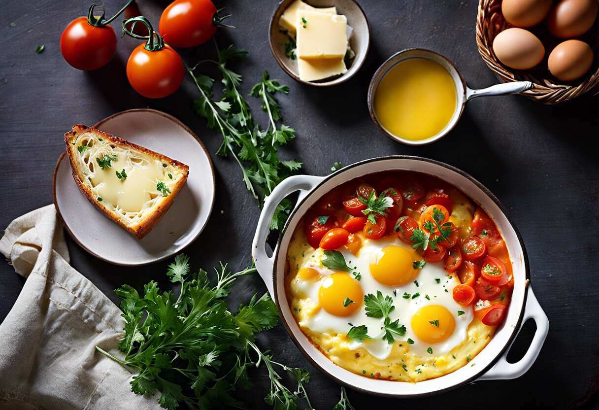 Oeufs cocotte au Comté, tomates séchées et ciboulette : recette facile et gourmande
