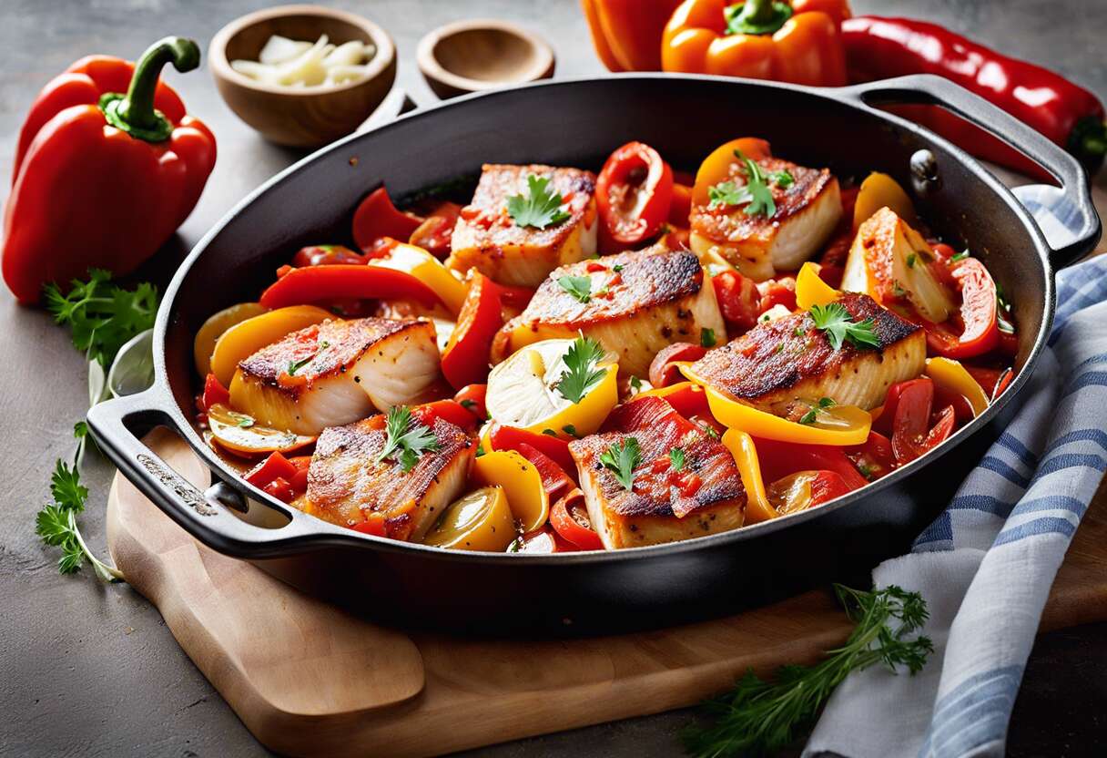 Cocottes de cabillaud aux poivrons et chorizo : recette savoureuse et facile