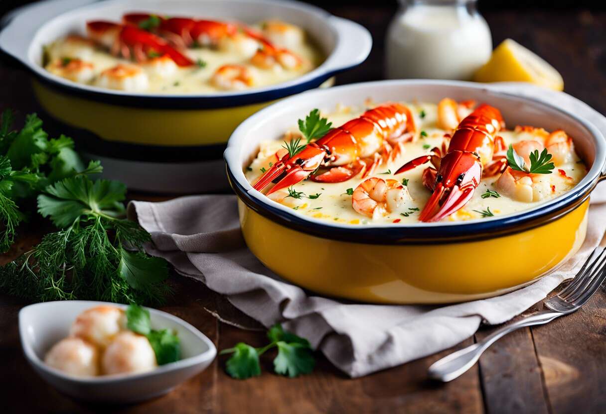 Gratinée de queues d'écrevisses et pétoncles en cocotte : recette gourmande