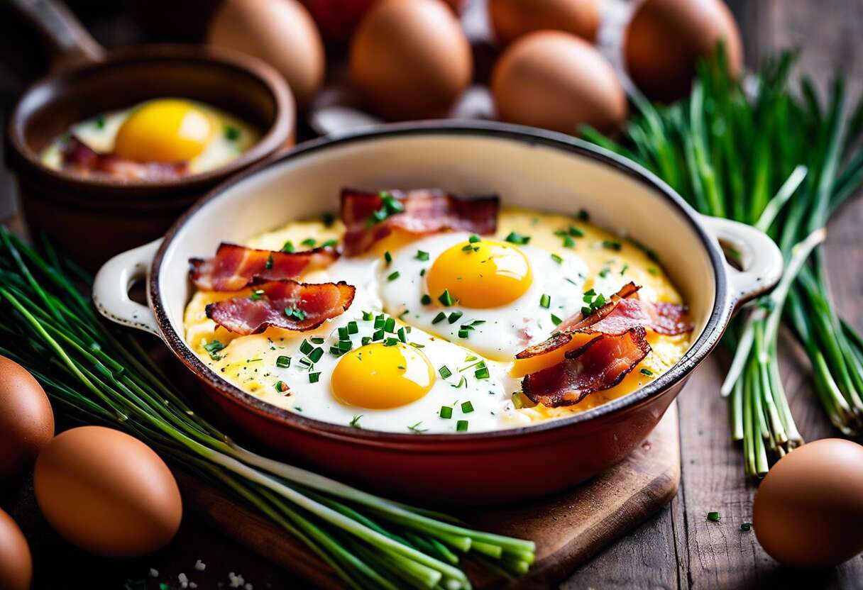 Recette d'œufs cocotte au bacon et à la ciboulette : simplicité et saveur