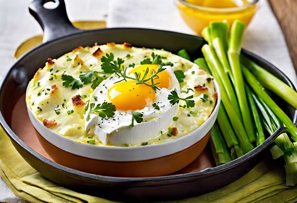 Oeuf cocotte aux poireaux et chèvre : recette facile et gourmande