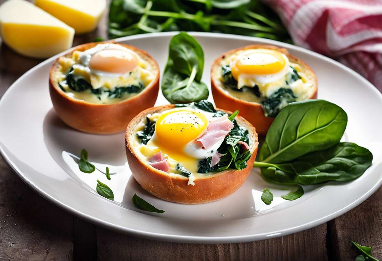 Mini-cocottes aux œufs, épinards, jambon et comté : recette facile et gourmande