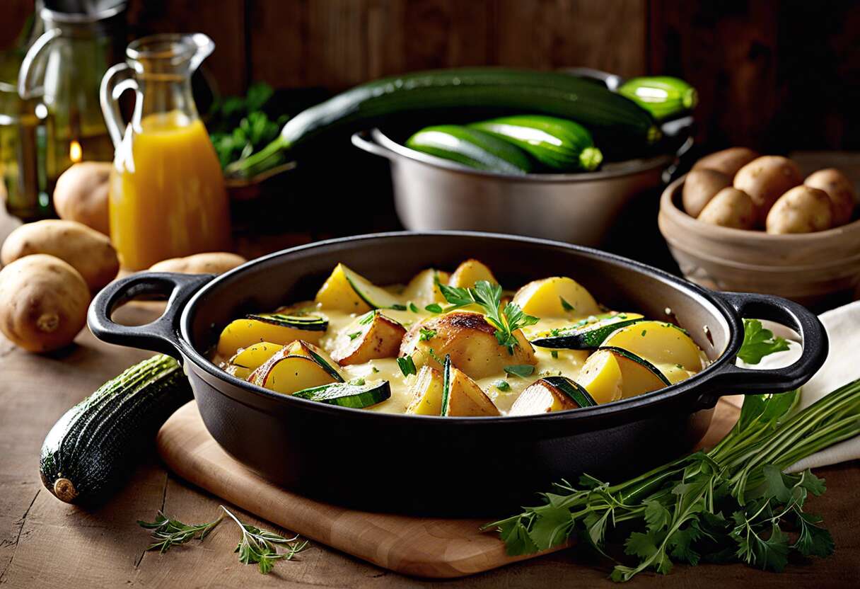 Recette cocotte de pomme de terre, courgette et Maroilles : délices du Nord