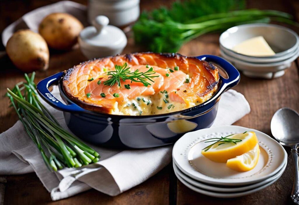 Gratiné de saumon fumé en mini-cocotte : recette facile et gourmande