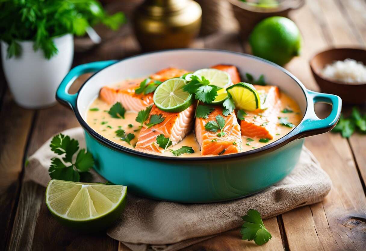 Cocotte de saumon au lait de coco : recette facile et savoureuse