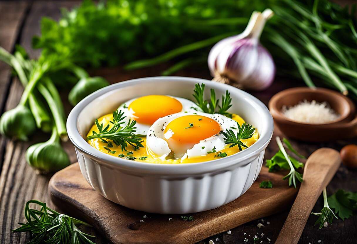 Recette d'œuf cocotte à l'ail et aux fines herbes WW : savoureuse entrée facile