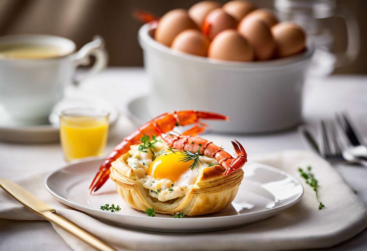 Recette d'œuf cocotte et langoustines en feuilleté : saveurs marines fid-1251674
