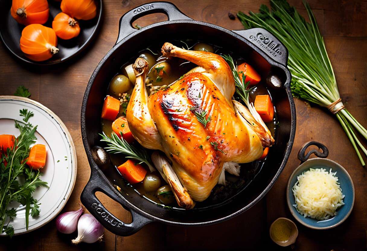 Recette de poulet fermier en cocotte et au four : saveurs traditionnelles