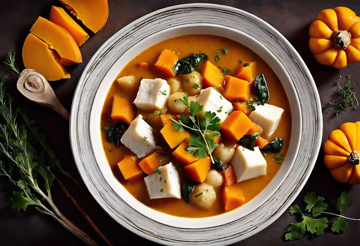 Recette de ragoût de morue à la butternut et eddoe : saveurs traditionnelles