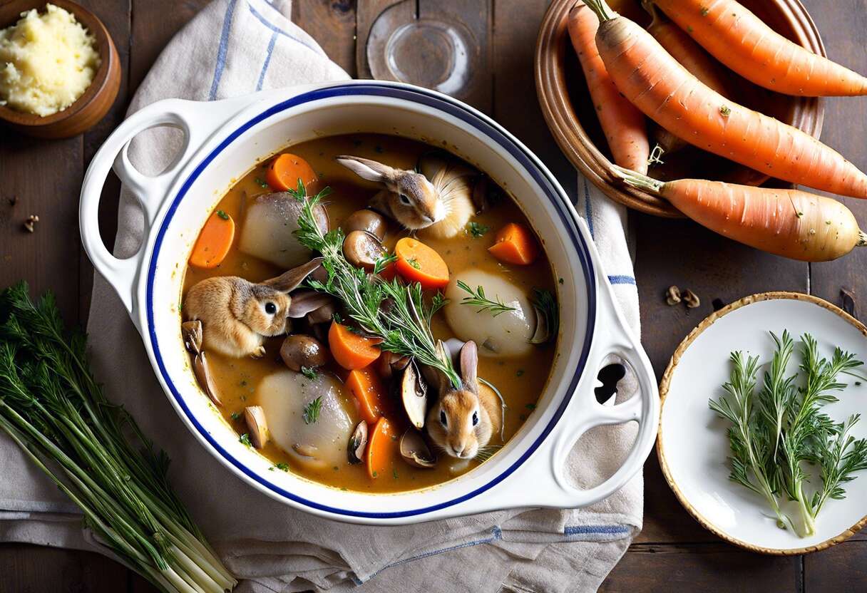 Lapin en cocotte au vin blanc : recette facile et délicieuse
