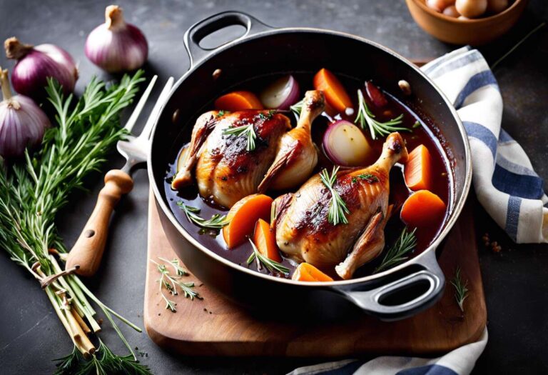 Canard en cocotte au vin rouge - Recette facile et savoureuse