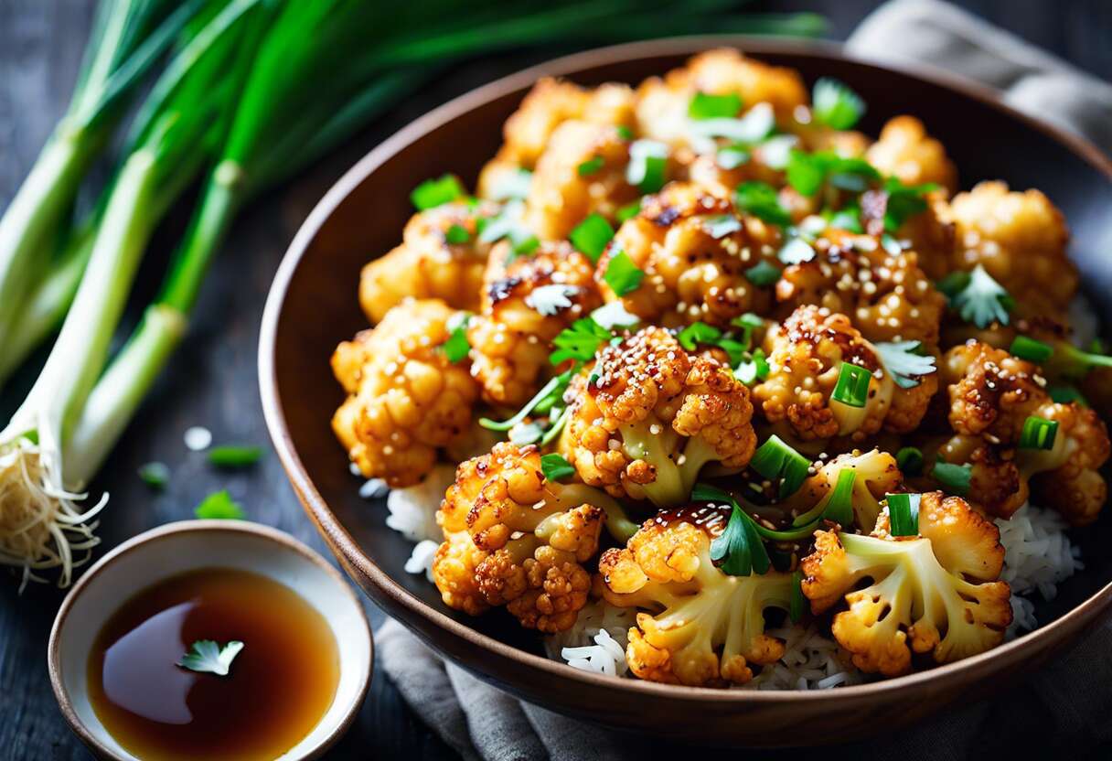 Recette de chou-fleur caramélisé au soja et sésame : saveurs asiatiques