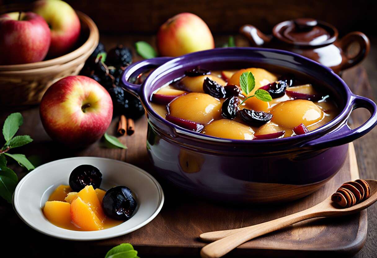 Recette facile : pommes aux pruneaux en cocotte