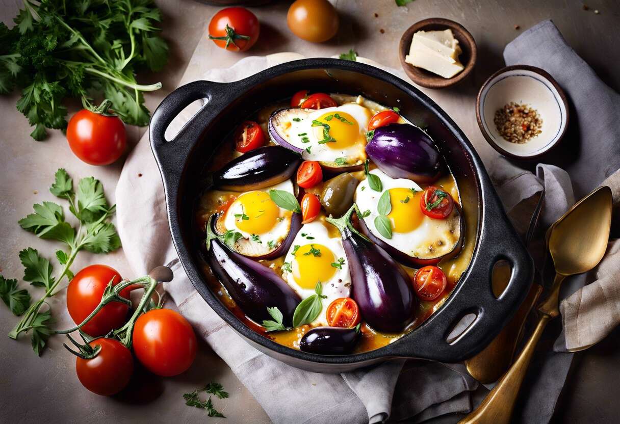 Cocotte d'aubergines au Rocamadour : recette facile et savoureuse