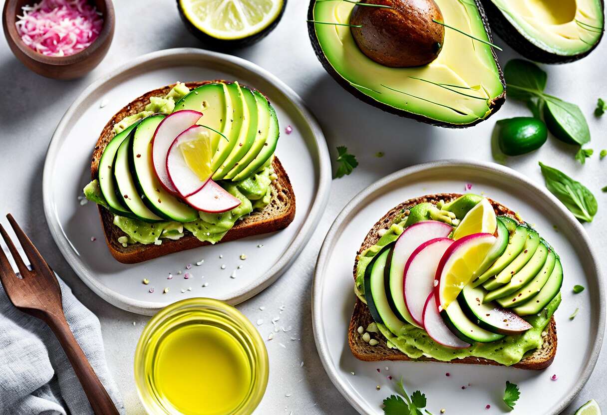 Tartines à l'avocat et aux légumes croquants : recette facile et saine
