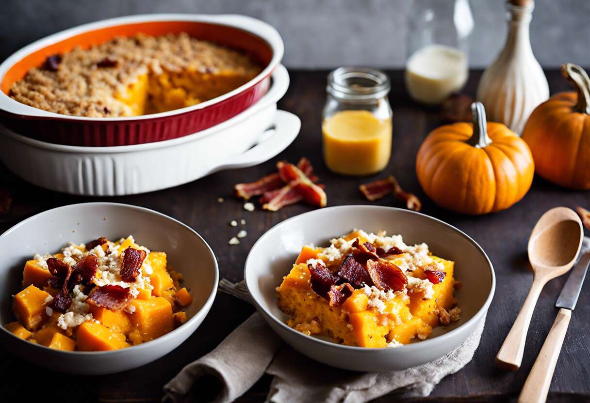 Crumble de potimarron au lard et à la crème : recette automnale gourmande