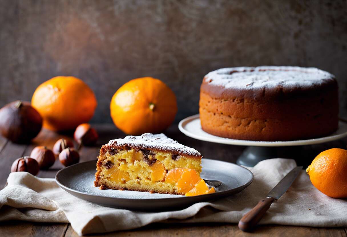 Gâteau aux oranges et châtaignes : recette automnale gourmande