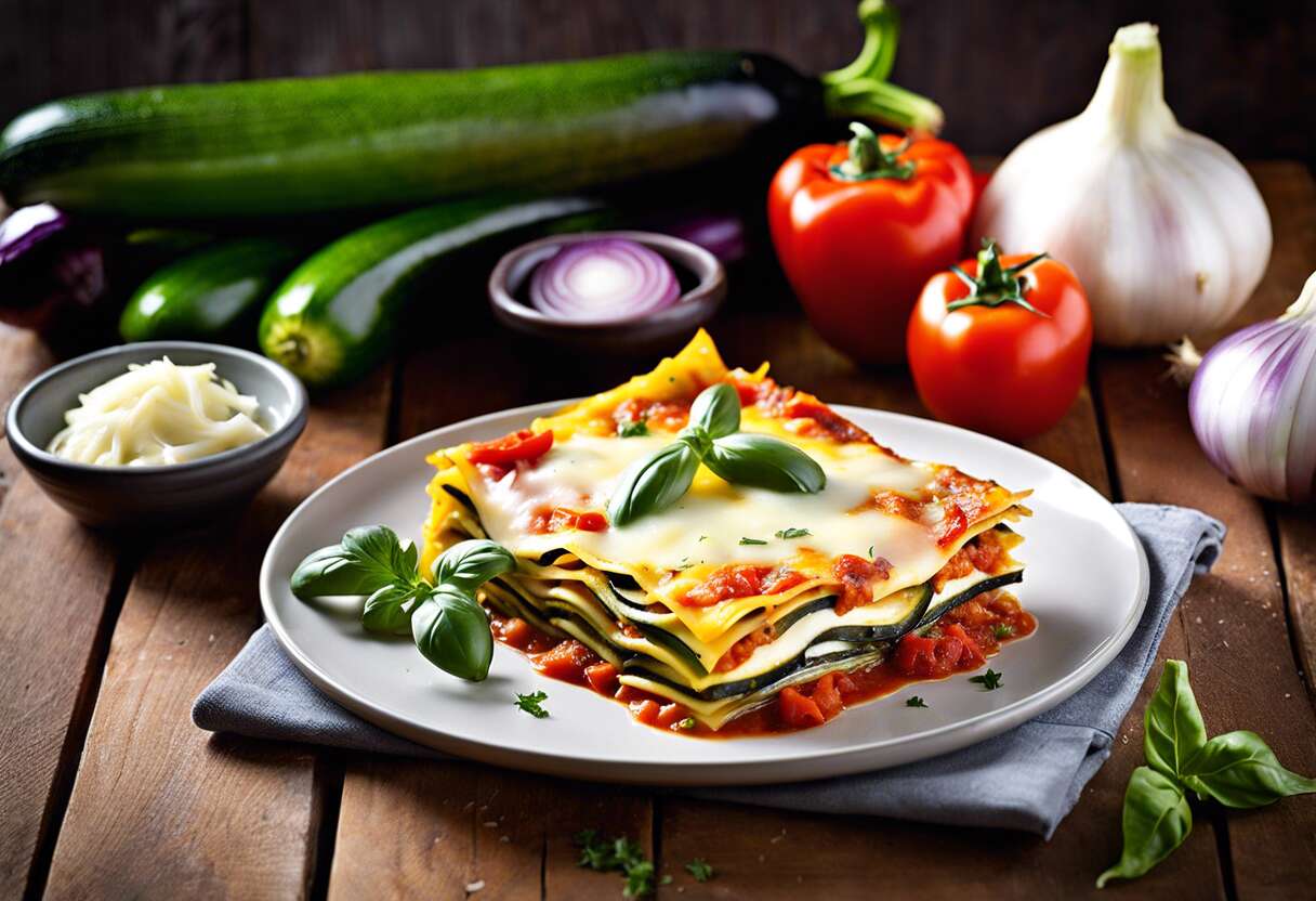 Recette de lasagnes fondantes aux légumes et mozzarella - Facile & Savoureuse
