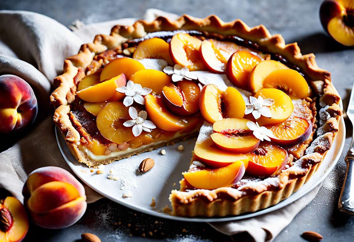 Recette de tarte moelleuse aux pêches, abricots et crème d'amande : croquante et savoureuse !