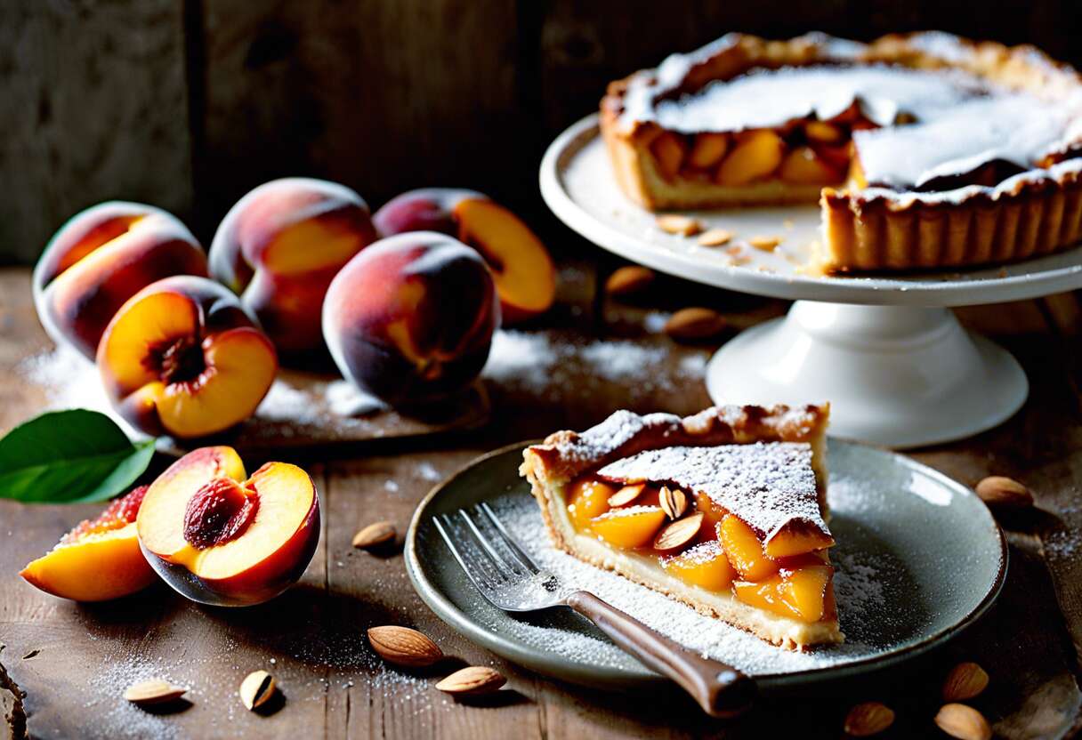 Recette facile de tarte rustique aux pêches et aux amandes