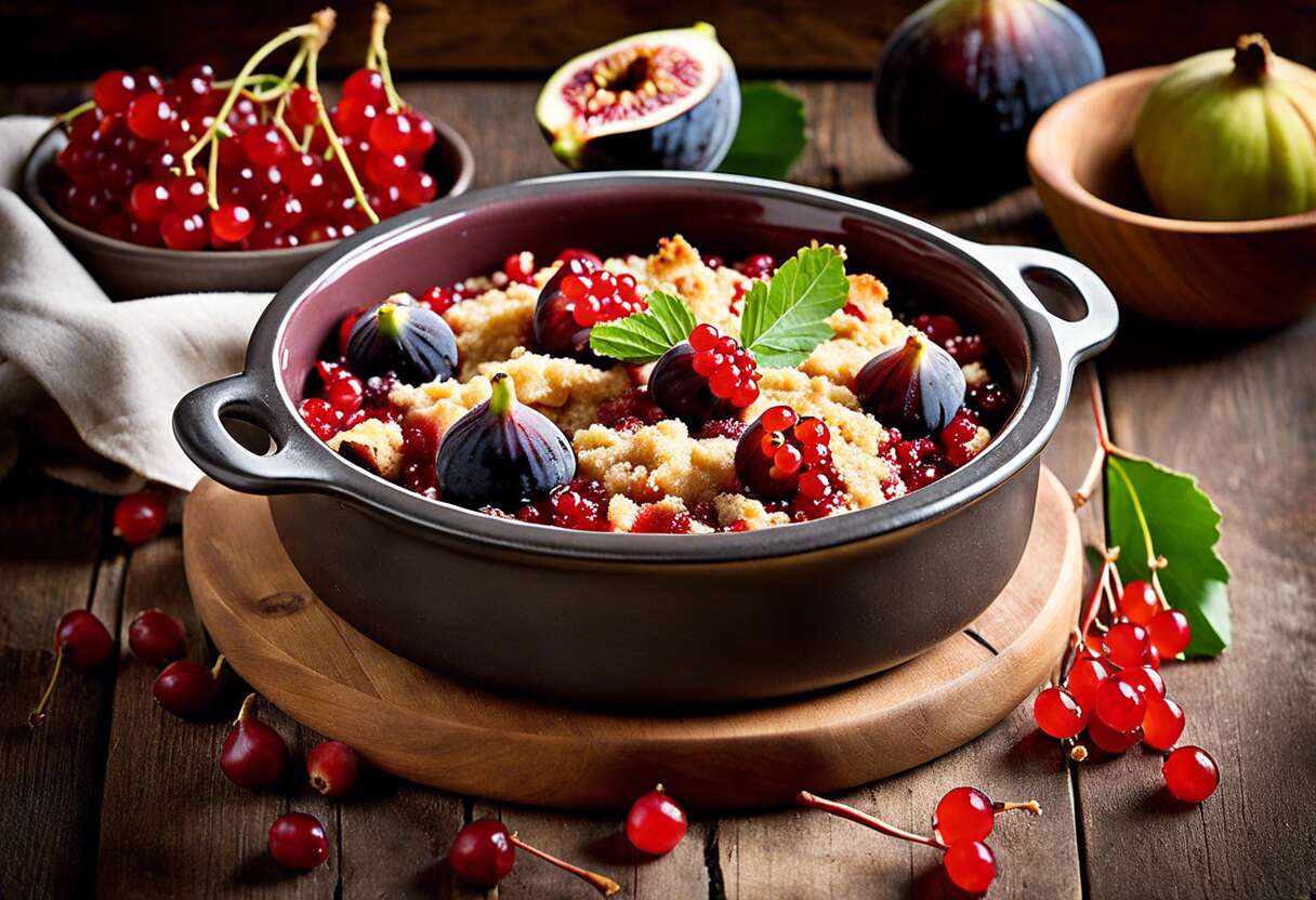 Recette de crumble aux figues et groseilles : un dessert automnal gourmand