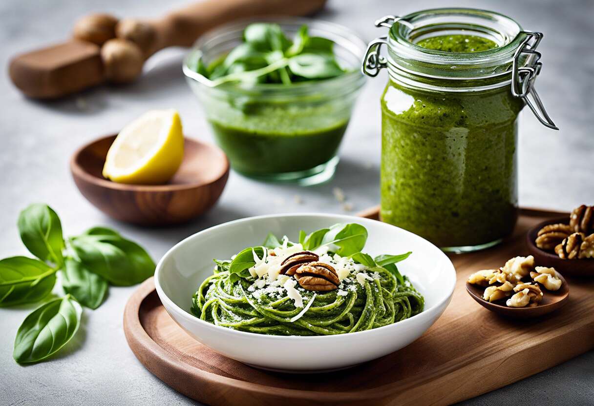 Recette facile de pesto de roquette et noix: saveurs intenses