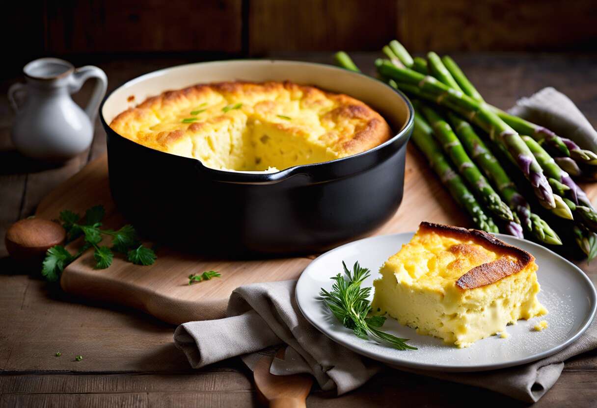Soufflé au fromage et sa salade d'asperges