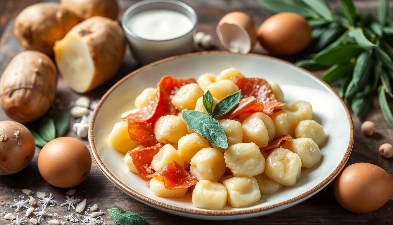 Recette gourmande de gnocchi de pommes de terre à la châtaigne : jambon