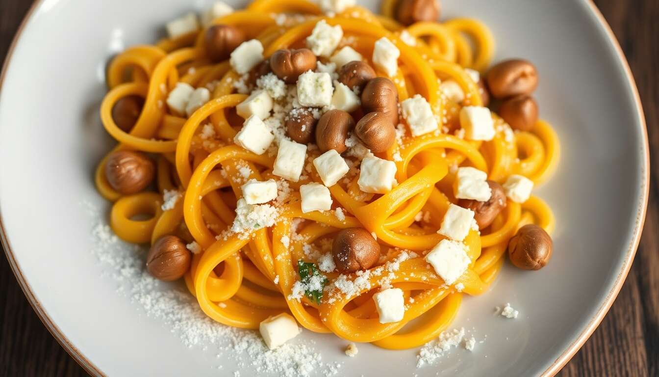 Spätzle de butternut : recette gourmande au gorgonzola et noisettes rôties