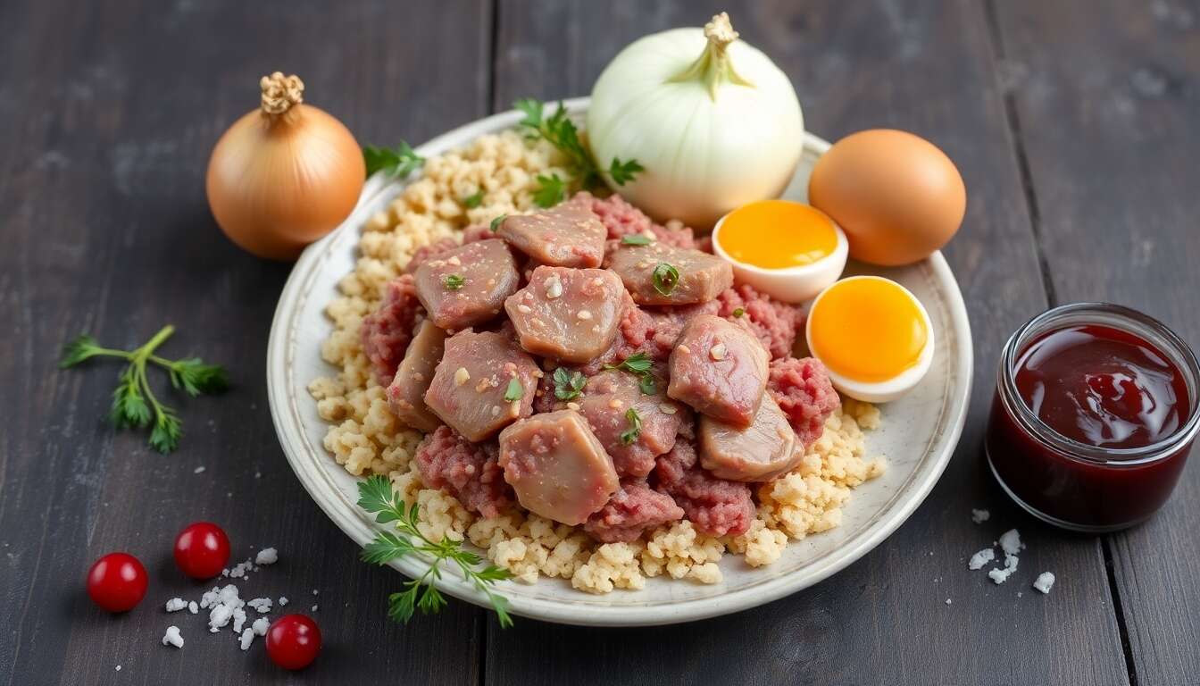 Recette : pain de viande aux foies de volaille, laqué aux airelles