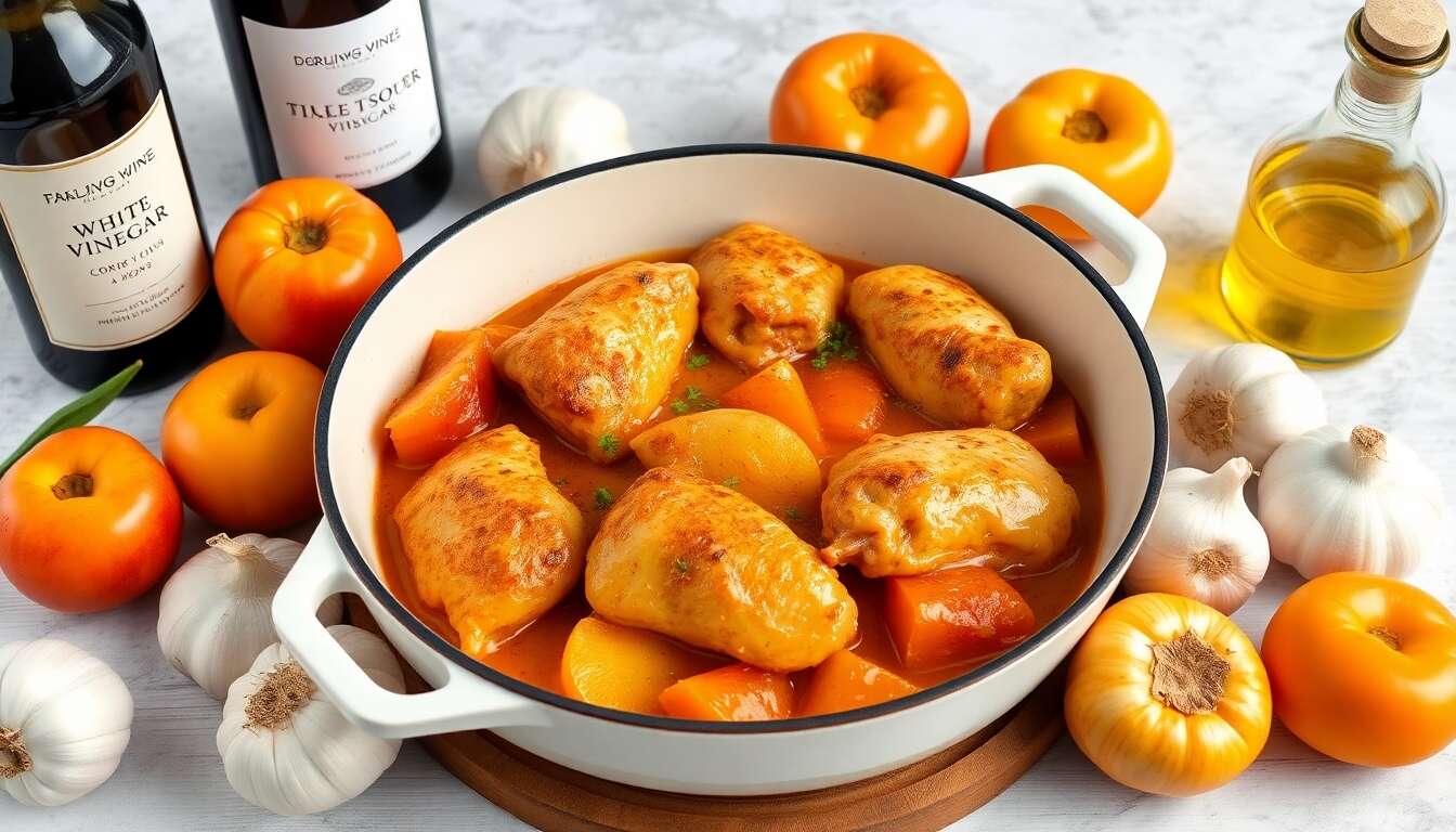 Recette de poulet aigre-doux aux kakis en cocotte