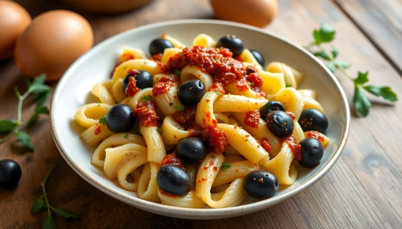 Orecchiette aux artichauts, olives et pesto rosso : recette savoureuse