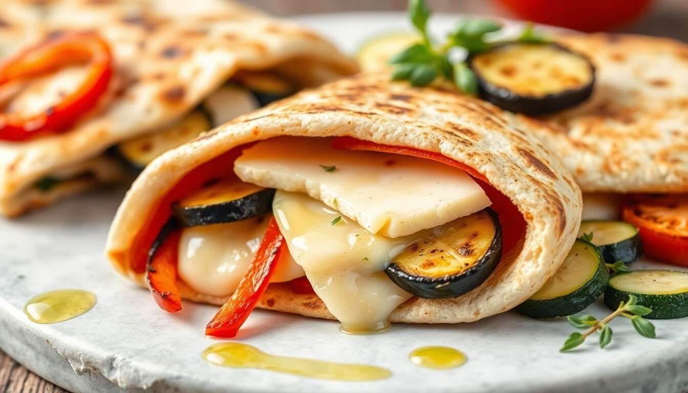 Piadina au Taleggio et légumes grillés : recette savoureuse