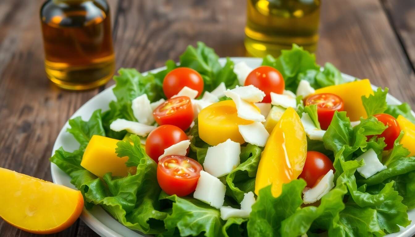 Salade de Légumes à la Mangue, pecorino et Vinaigrette au Miel
