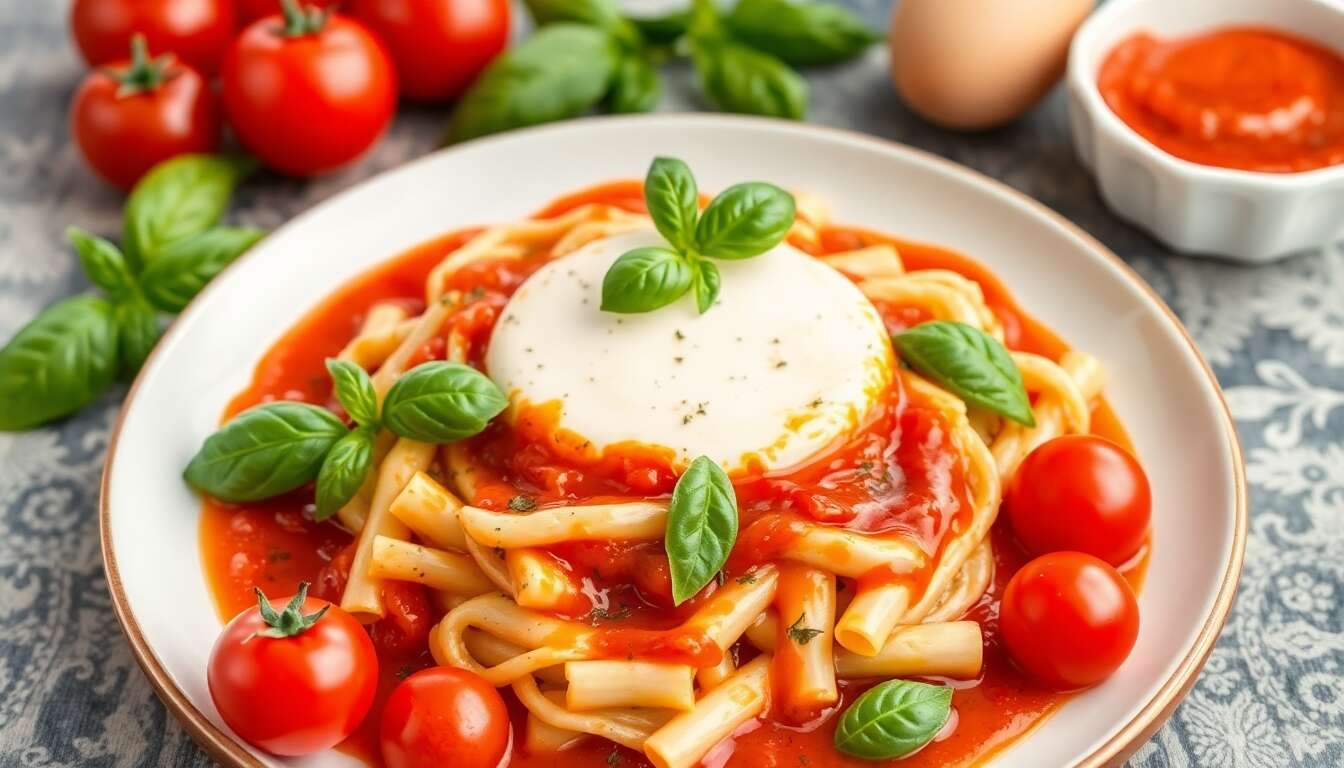 Scarmoza au coulis de tomates, basilic et tomates cerises : recette savoureuse
