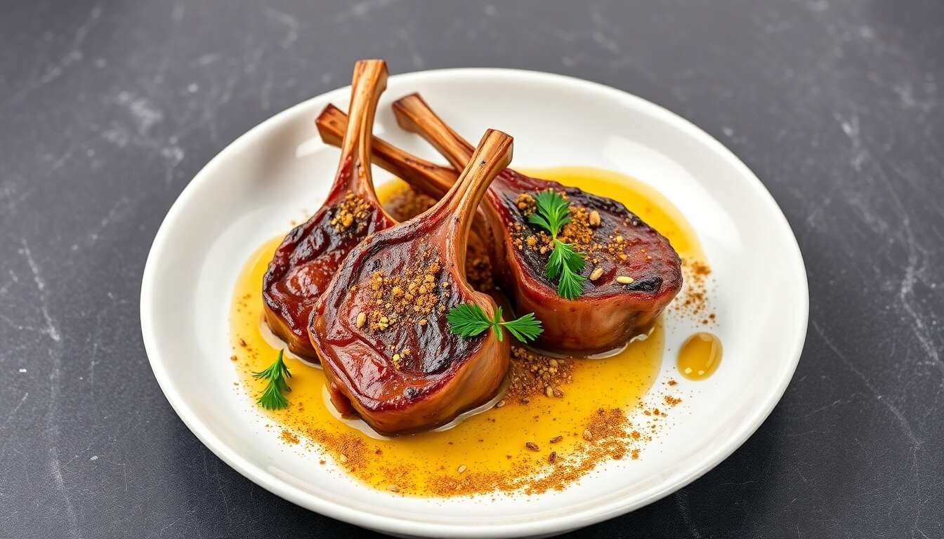 Demi-côtes d'agneau au ras el hanout : recette savoureuse et garnitures exquises