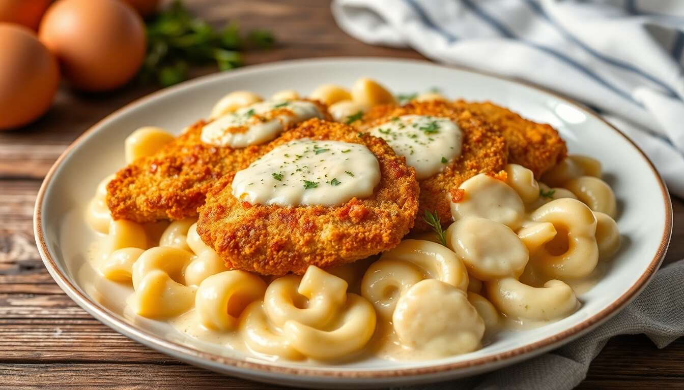 Escalopes panées et gnocchis à la crème de 5 fromages : recette napolitaine savoureuse